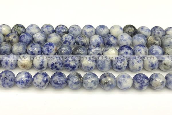 CBS614 15 inches 12mm faceted round blue spot stone beads