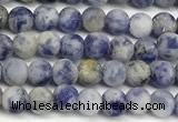 CBS616 15 inches 4mm round matte blue spot stone beads