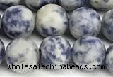 CBS618 15 inches 8mm round matte blue spot stone beads