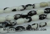 CBW117 15.5 inches 6*8mm rice black & white jasper beads