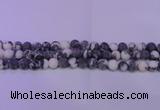 CBW150 15.5 inches 4mm round matte black & white jasper beads