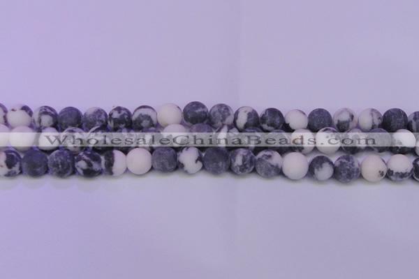 CBW154 15.5 inches 12mm round matte black & white jasper beads