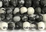 CBW190 15 inches 4mm round matte black & white jasper beads