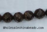 CBZ107 15.5 inches 14mm faceted round bronzite gemstone beads