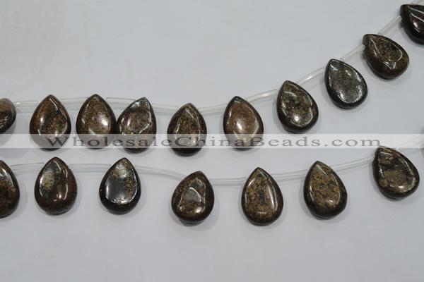 CBZ502 Top-drilled 13*18mm flat teardrop bronzite gemstone beads