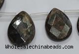 CBZ507 Top-drilled 13*18mm faceted flat teardrop bronzite gemstone beads