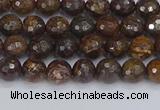 CBZ610 15.5 inches 4mm faceted round bronzite gemstone beads