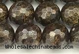 CBZ631 15 inches 8mm faceted round bronzite beads wholesale