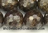 CBZ633 15 inches 12mm faceted round bronzite beads wholesale