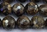 CBZ641 15 inches 8mm faceted round bronzite gemstone beads