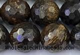 CBZ642 15 inches 10mm faceted round bronzite gemstone beads