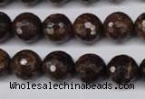 CBZ96 15.5 inches 12mm faceted round bronzite gemstone beads