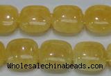 CCA14 15.5 inches 15*15mm square double drilled yellow calcite beads