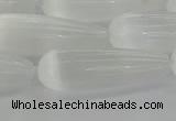 CCA358 15.5 inches 10*30mm teardrop white calcite gemstone beads