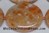 CCA488 15.5 inches 32*37mm oval orange calcite gemstone beads