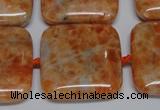 CCA494 15.5 inches 25mm square orange calcite gemstone beads