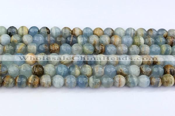 CCA546 15 inches 7.5mm - 8mm round blue calcite beads