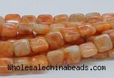 CCA56 15.5 inches 8*8mm square orange calcite gemstone beads