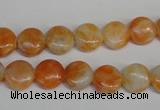 CCA63 15.5 inches 10mm flat round orange calcite gemstone beads