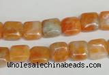 CCA71 15.5 inches 10*10mm square orange calcite gemstone beads