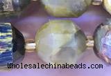 CCB1025 15 inches 11*12mm faceted golden & blue tiger eye beads