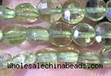 CCB1037 15 inches 4mm faceted coin peridot beads