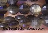 CCB1057 15 inches 4mm faceted coin obsidian beads