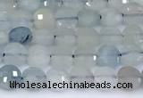 CCB1137 15 inches 4mm faceted coin aquamarine beads