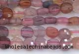 CCB1160 15 inches 4mm faceted coin pink spinel beads