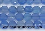 CCB1166 15 inches 4mm faceted coin blue agate beads