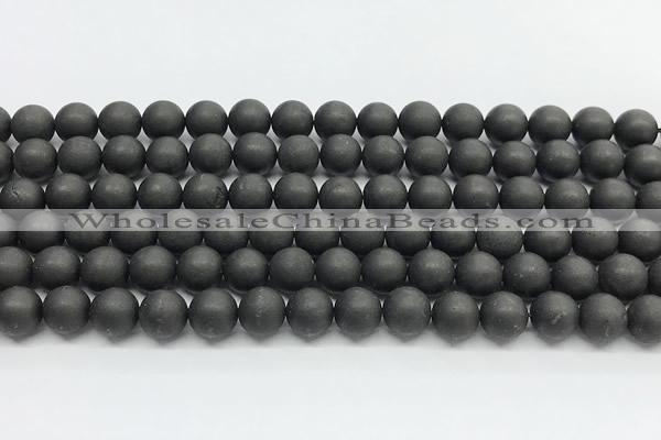 CCB1187 15 inches 8mm round matte shungite gemstone beads