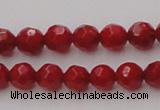 CCB121 15.5 inches 5mm faceted round red coral beads wholesale