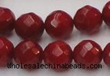 CCB124 15.5 inches 8mm faceted round red coral beads wholesale