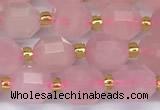 CCB1243 15 inches 7*8mm faceted rose quartz beads