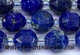 CCB1303 15 inches 7mm - 8mm faceted lapis lazuli beads