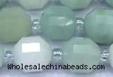 CCB1306 15 inches 9mm - 10mm faceted amazonite beads