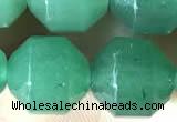 CCB1315 15 inches 9mm - 10mm faceted green aventurine beads