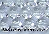 CCB1320 15 inches 6mm faceted coin white crystal beads