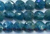 CCB1321 15 inches 6mm faceted coin apatite gemstone beads