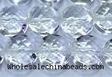 CCB1330 15 inches 8mm faceted coin white crystal beads