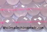 CCB1332 15 inches 8mm faceted coin rose quartz beads