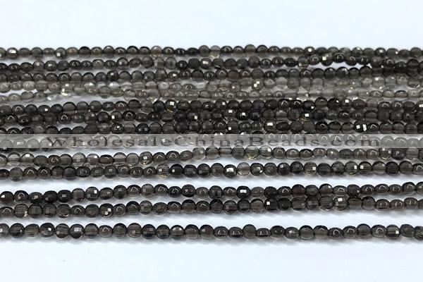 CCB1363 15 inches 2.5mm faceted coin smoky quartz beads