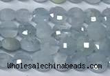 CCB1368 15 inches 4mm faceted coin aquamarine beads