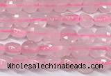 CCB1371 15 inches 4mm faceted coin rose quartz beads