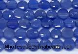 CCB1381 15 inches 4mm faceted coin blue agate beads