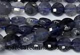 CCB1388 15 inches 4mm faceted coin iolite beads