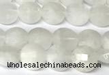 CCB1400 15 inches 6mm faceted coin white moonstone beads