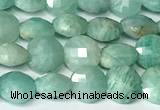 CCB1406 15 inches 6mm faceted coin amazonite beads