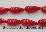 CCB141 15.5 inches 5*11mm teardrop red coral beads wholesale