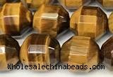 CCB1425 15 inches 9mm - 10mm faceted yellow tiger eye beads